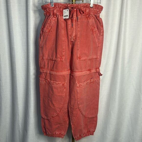 Free People Wind Drift Convertible Pants in Bright Coral - Picture 4 of 6